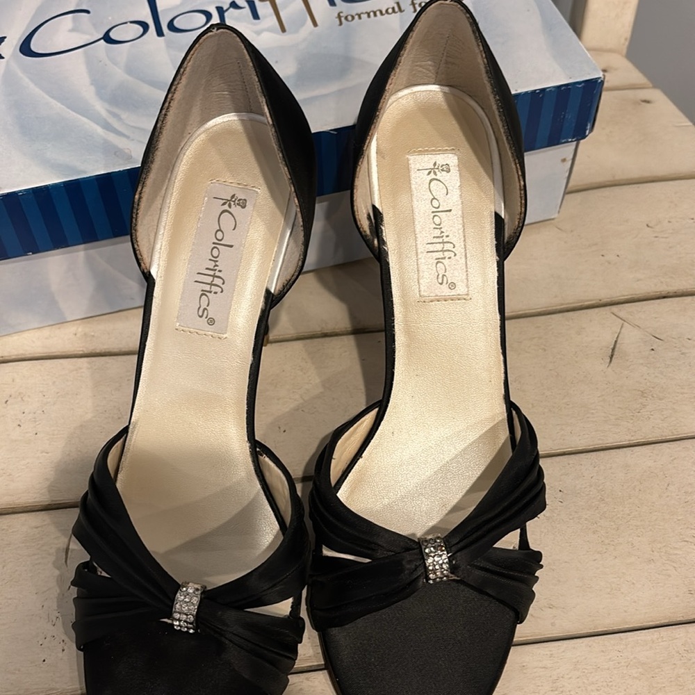 Coloriffics Black Dress Heels size 9.5W - Picture 3 of 8